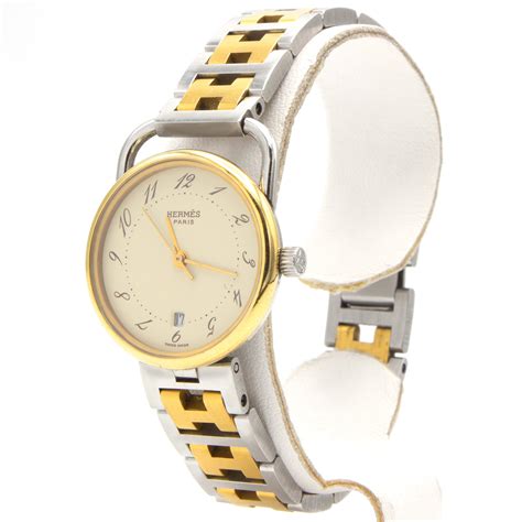 hermes arceau rallye lady women's wrist watch gold bezel 25mm|Hermes Arceau lady's watch 25mm w/ calendar – Luxe & Em.